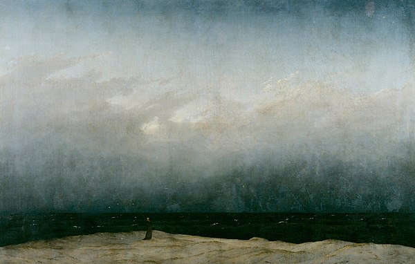 È una sorpresa... dipinto di Friedrich, Il monaco in riva al mare 